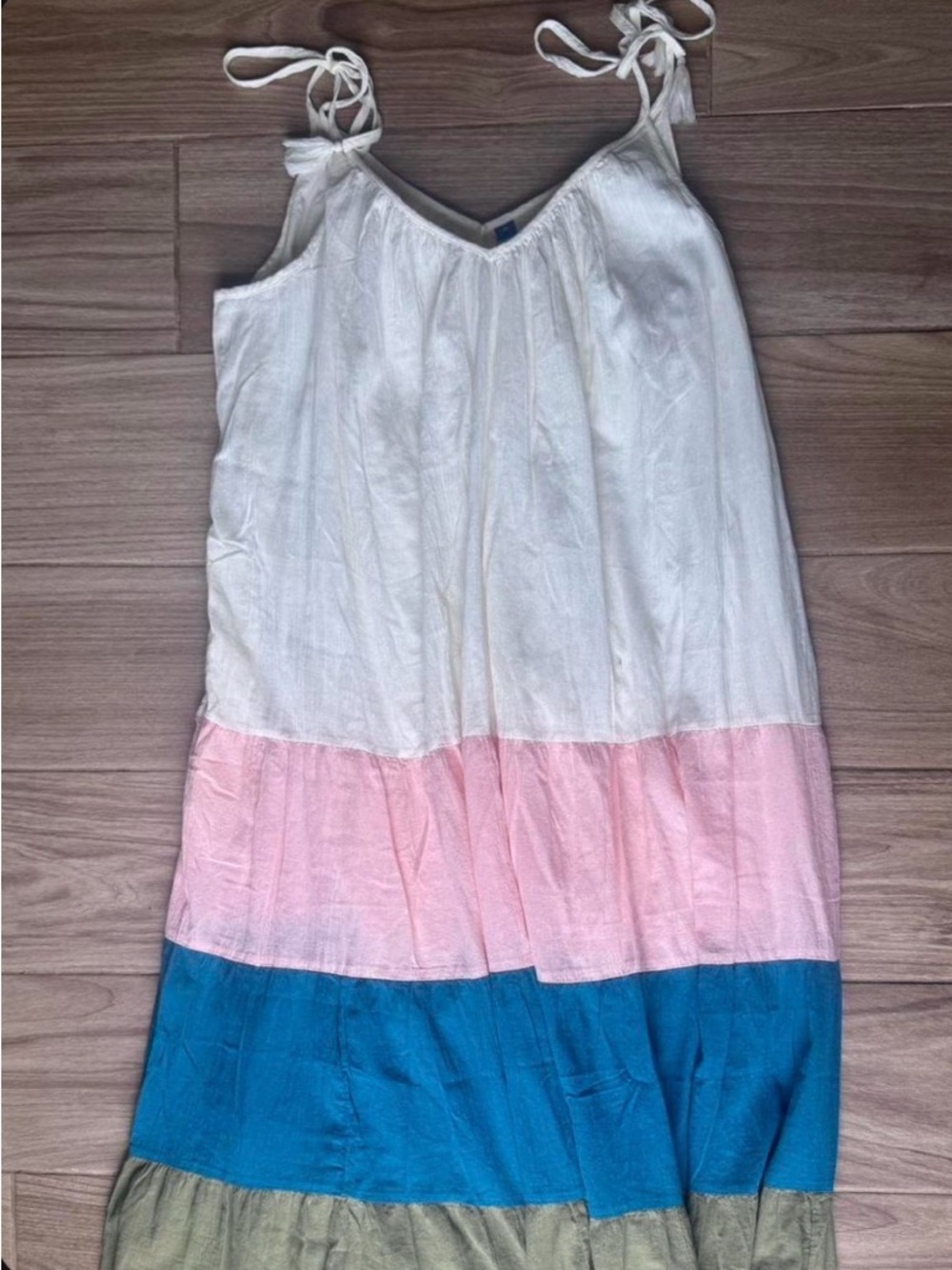 Old navy 3xl Tiered Colorblock Maxi Dress - Cream, Pink, Blue, Olive NWOT